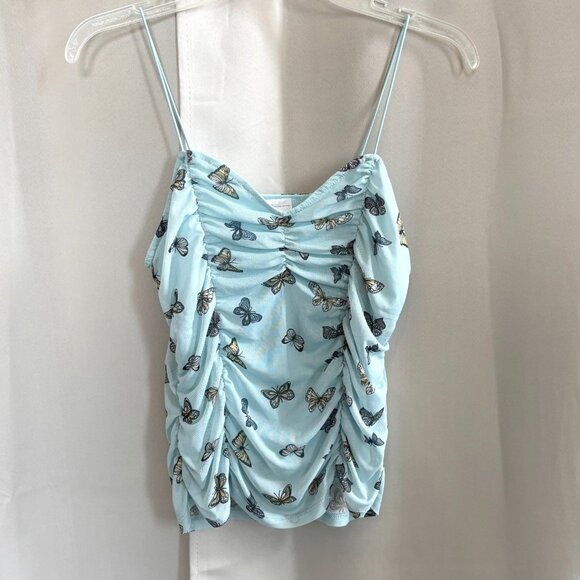 No Boundaries Top Medium 7-9 Butterfly Fairy Rusched Y2K Whimsical Boho 18524 - Picture 1 of 8